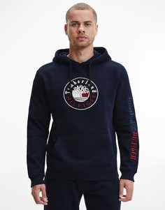 Темно-синий худи с фирменным логотипом спереди и на рукаве Tommy Hilfiger x Timberland