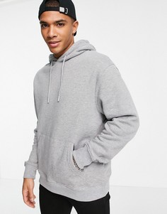 Худи классического кроя серого меланжевого цвета Topman-Серый