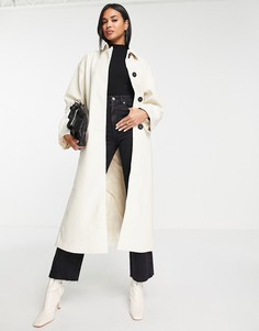Тренч из искусственной кожи кремового цвета в стиле 90-х ASOS DESIGN-Белый