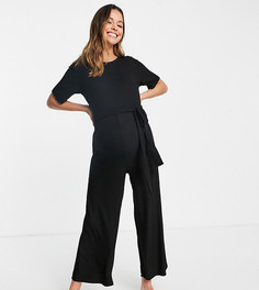 Черный комбинезон для дома из очень мягкого материала в рубчик ASOS DESIGN Maternity-Черный цвет