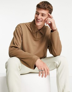 Коричневое поло с пуговицами Topman-Коричневый цвет
