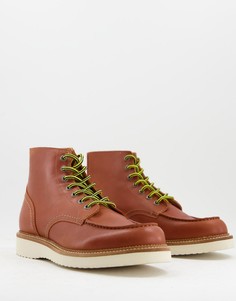 Светло-коричневые массивные ботинки с контрастной подошвой и желтыми шнурками Selected Homme-Коричневый цвет