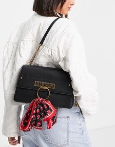 Черная сумка на плечо с шарфом Love Moschino-Черный цвет