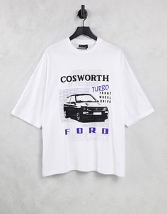 Белая oversized-футболка с принтом Ford Escort ASOS DESIGN-Белый