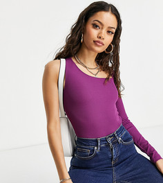 Фиолетовое боди асимметричного кроя River Island Petite-Фиолетовый цвет