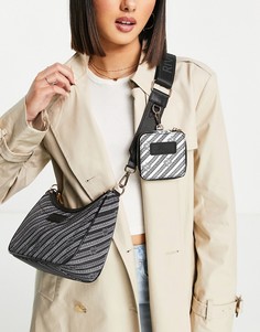 Черная сумка через плечо с кошельком и монограммой River Island-Черный цвет