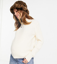 Свободный вязаный джемпер в рубчик Wednesdays Girl Maternity-Белый