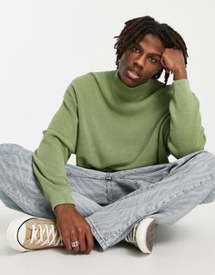 Легкий зеленый джемпер в стиле oversized с высоким воротником ASOS DESIGN-Зеленый цвет