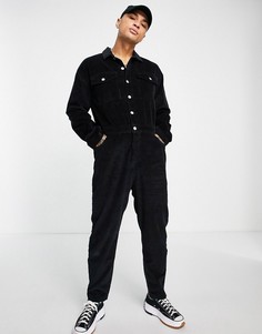 Черный вельветовый комбинезон ASOS DESIGN-Черный цвет