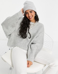 Серый джемпер с рукавами «летучая мышь» Miss Selfridge