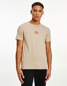 Светло-бежевая футболка с логотипом Calvin Klein Jeans New Iconic Essential-Светло-бежевый цвет