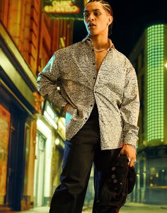 Белая oversized-рубашка из искусственной кожи со змеиным принтом в стиле 90-х ASOS DESIGN-Белый