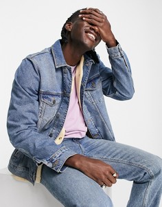 Классическая джинсовая куртка выбеленного винтажного оттенка ASOS DESIGN-Голубой