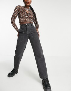 Черные выбеленные джинсы карго из смесового органического хлопка Topshop Kort-Черный цвет