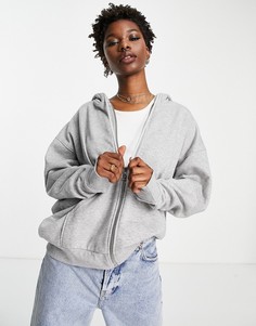 Серый oversized-худи из органического хлопка на молнии Weekday Alisa