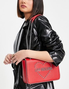 Черная сумка на плечо с ремешком-цепочкой Love Moschino-Черный цвет