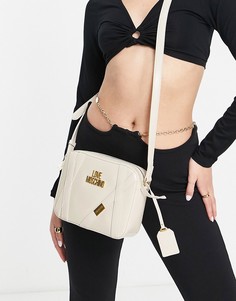 Сумка через плечо цвета слоновой кости с логотипом Love Moschino-Белый