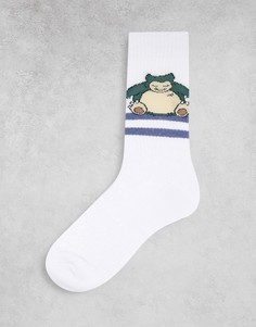 Спортивные носки с принтом покемона Снорлакса ASOS DESIGN Pokemon-Белый