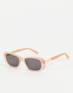 Прямоугольные солнцезащитные очки в небольшой оправе персикового цвета Moschino-Розовый цвет