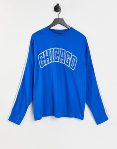 Oversized-лонгслив с тесьмой и принтом "Chicago" ASOS DESIGN-Разноцветный