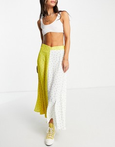 Юбка миди с дизайном в стиле пэтчворк и цветочным принтом от комплекта Twisted Wunder-Разноцветный