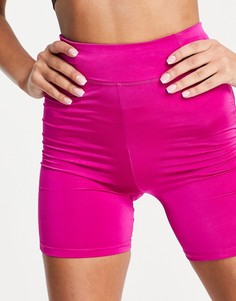 Спортивные шорты для бега цвета фуксии с моделирующим ягодицы эффектом и шнурком на талии Flounce London Gym-Розовый цвет