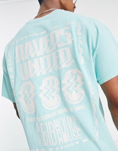 Зеленая oversized-футболка с принтом "Rvers United" на груди и спине Topman-Зеленый цвет