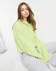 Лаймовый джемпер с круглым вырезом Bershka-Фиолетовый цвет