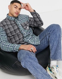 Рубашка свободного кроя в клетку со вставками Topman-Разноцветный