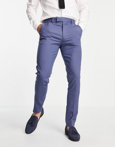 Синие зауженные брюки ASOS DESIGN Wedding-Голубой