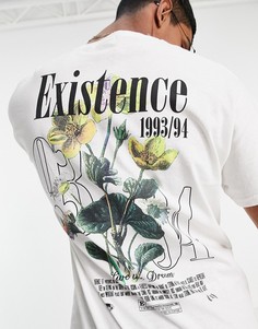 Белая футболка в стиле oversized с принтом "Existence" спереди и сзади Topman-Белый