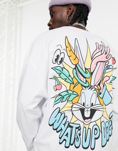 Белый oversized-лонгслив с принтом Looney Tunes ASOS DESIGN