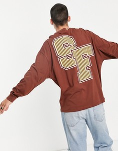 Коричневый oversized-лонгслив с принтом "San Francisco" спереди и сзади ASOS DESIGN