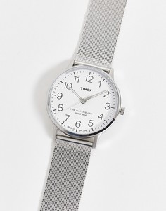 Серебристые часы с сетчатым ремешком Timex-Серебристый