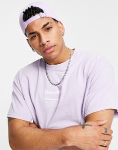 Oversized-футболка фиолетового цвета с принтом "Barcelona" на груди Topman-Фиолетовый цвет