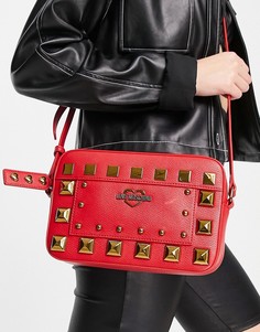 Красная сумка через плечо с заклепками Love Moschino-Красный