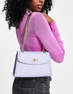 Сиреневая плетеная сумка на плечо с золотистой фурнитурой Ego-Фиолетовый цвет ЭГО