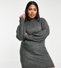 Серое платье-джемпер с высоким воротником Vero Moda Curve-Серый