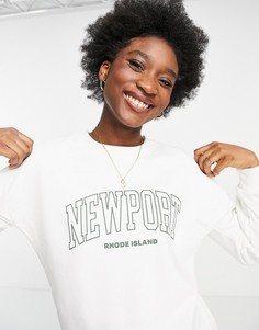 Свитшот с длинными рукавами и принтом "Newport" Miss Selfridge-Белый