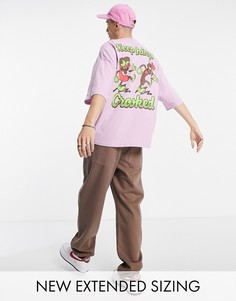 Фиолетовая oversized-футболка с принтом "Keep Things Crooked" Crooked Tongues-Фиолетовый цвет