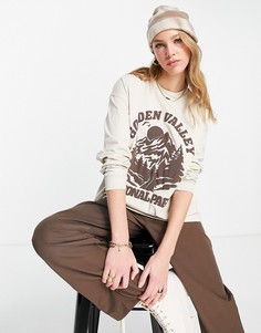 Oversized-лонгслив цвета экрю с пейзажным принтом ASOS DESIGN-Зеленый