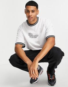 Белая oversized-футболка с окантовкой в полоску и принтом "Los Angeles" ASOS DESIGN-Белый