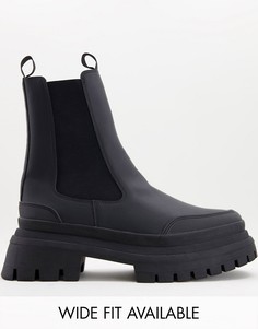 Черные ботинки челси из искусственной кожи на массивной подошве ASOS DESIGN-Черный цвет