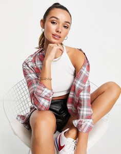 Рубашка бойфренда в клетку с длинными рукавами ASOS DESIGN-Разноцветный