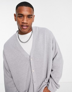 Светло-серый кардиган из хлопка средней плотности ASOS DESIGN