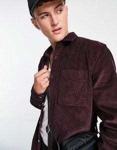 Бордовая вельветовая рубашка Topman-Красный