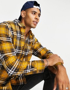 Темно-синяя рубашка в горчичную клетку Topman-Желтый