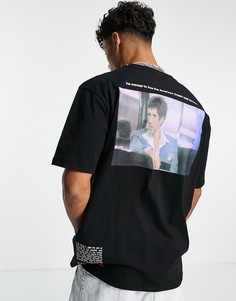 Черная oversized-футболка с принтом "Scarface" Topman-Черный