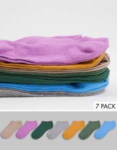 Набор из 7 пар низких носков в стиле колор блок ASOS DESIGN-Разноцветный