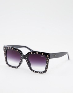 Черные солнцезащитные очки с оправой «кошачий глаз» и отделкой розовыми камнями Quay-Черный цвет